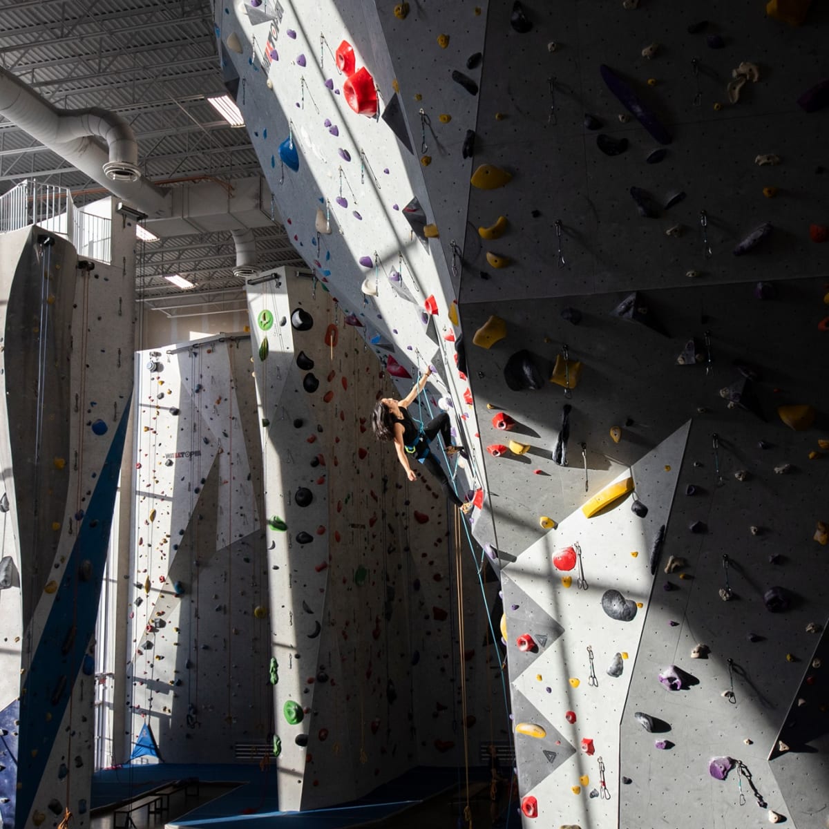 Climber at Allez Up Pointe-St-Charles.