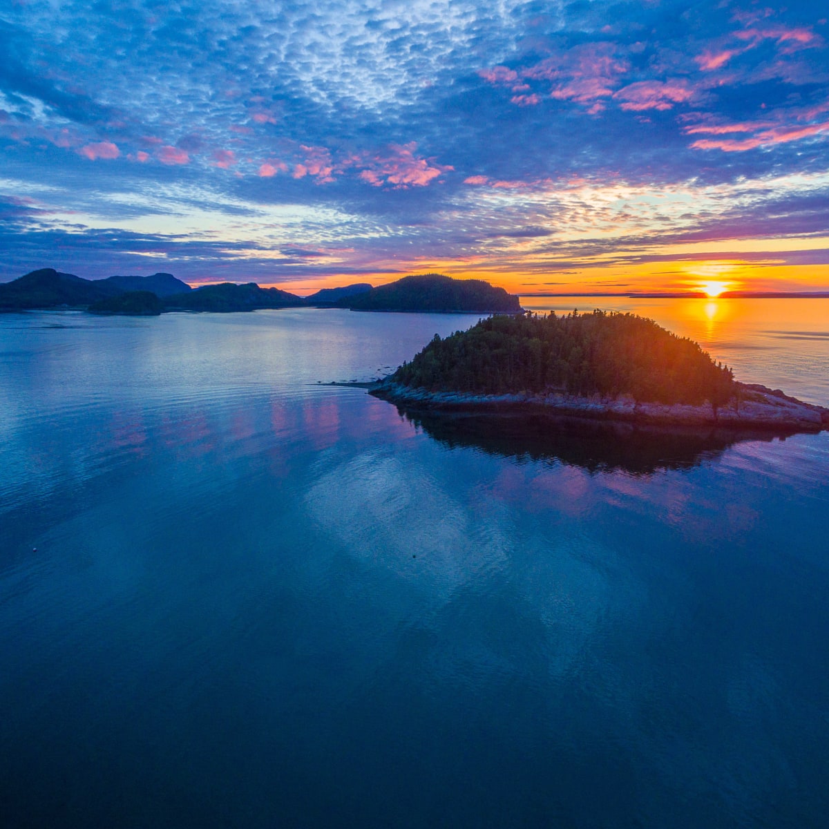 Coucher de soleil au parc national du Bic.