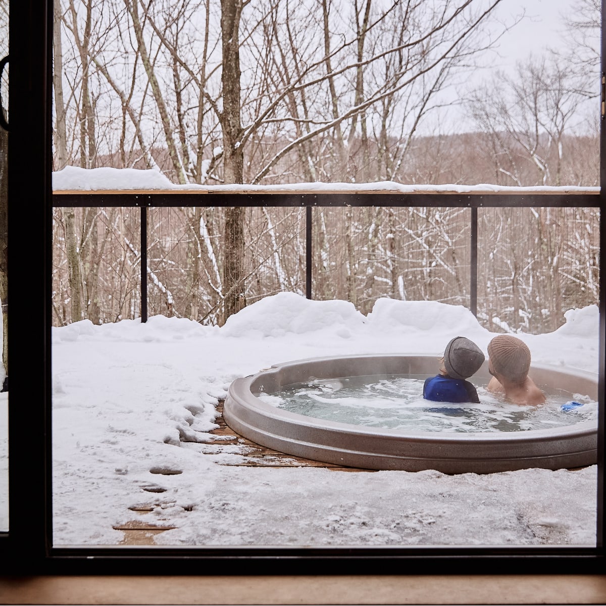 Les chalets de cabin Sutton en hiver.