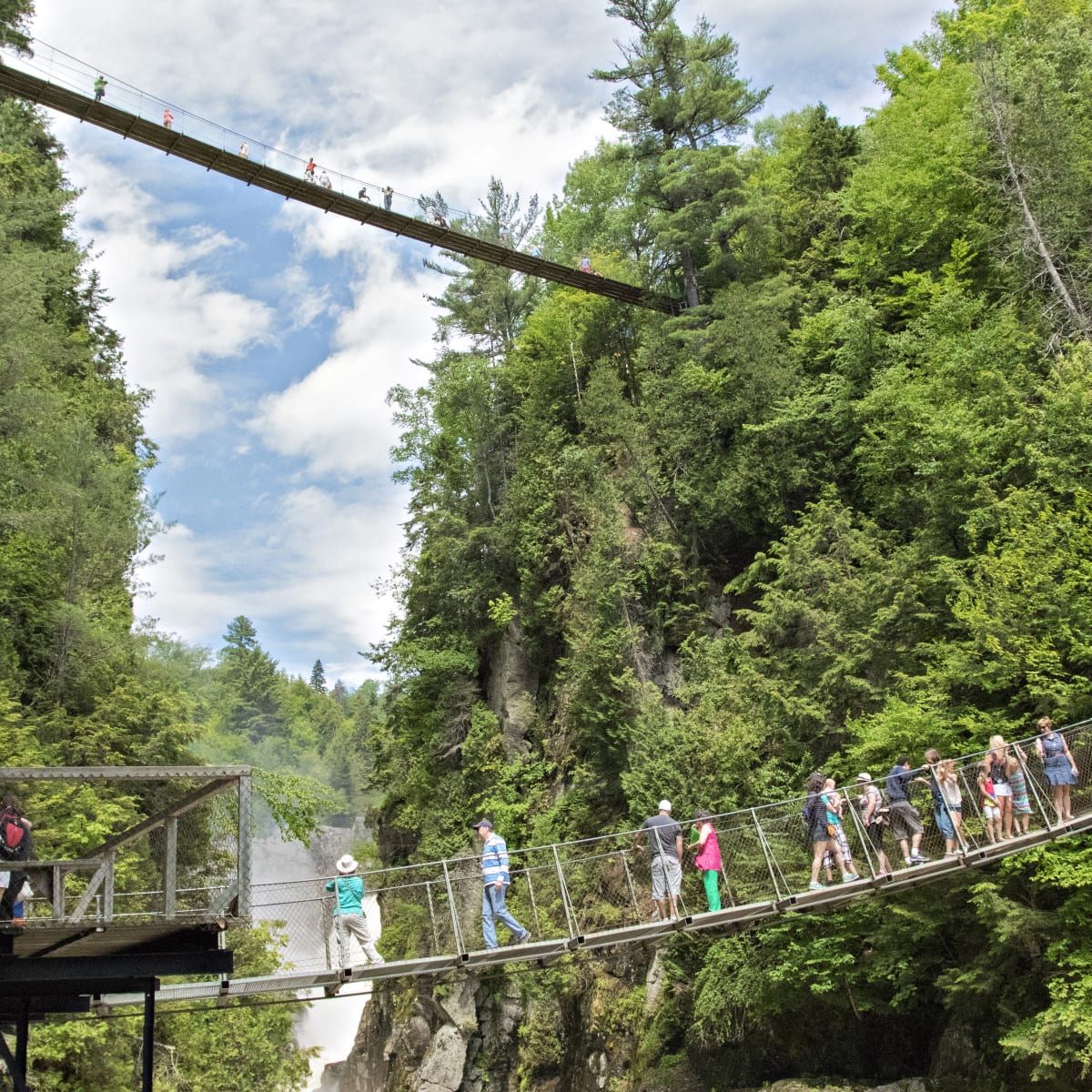 Suspension bridges at Canyon Sainte-Anne.