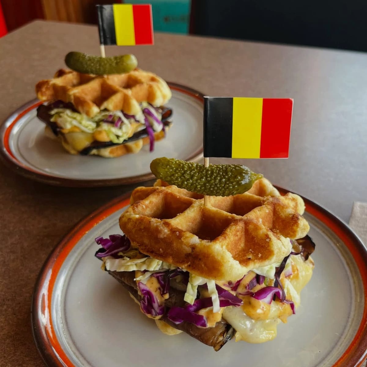 Sandwichs de gaufres Liégeoises. 