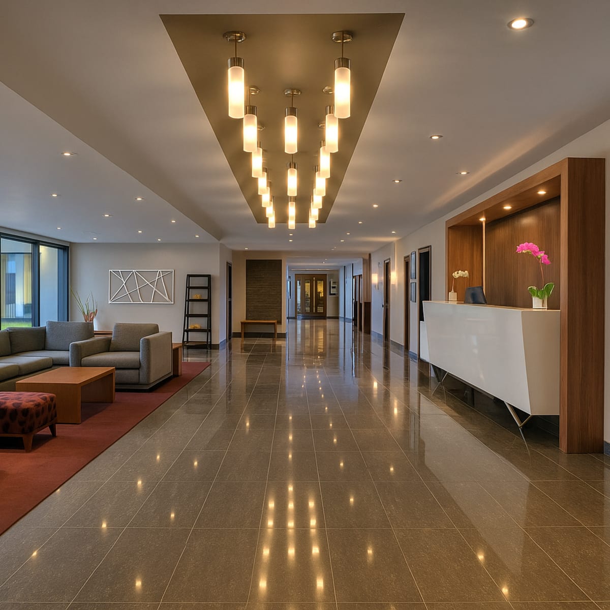Hall d'accueil de l'Hôtel Forestel