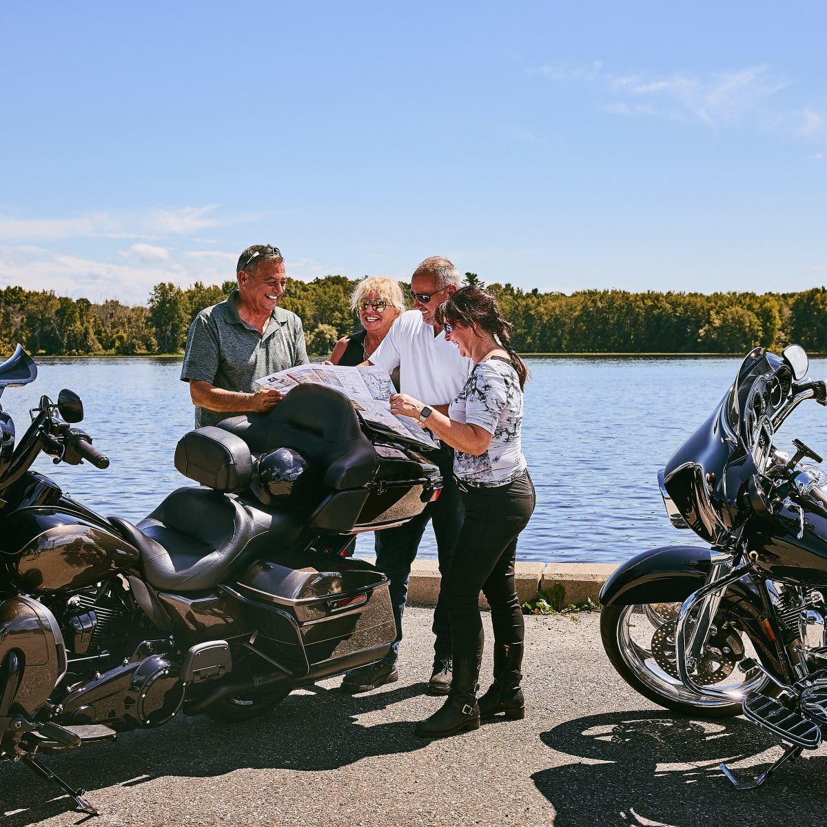 Friends riding motorcycles.
