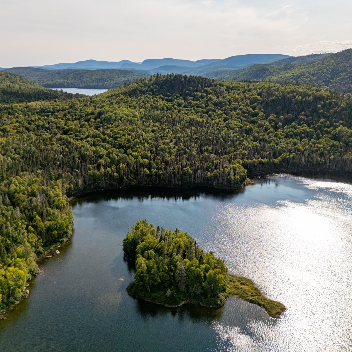 Vue aérienne de la Pourvoirie Lacs Roger et Faucille.