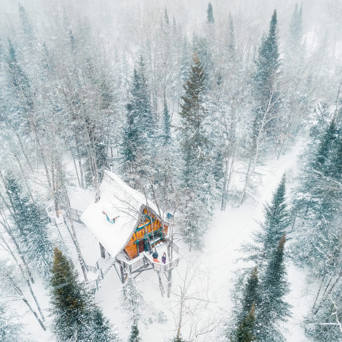 Un chalet enchanté sous la neige.