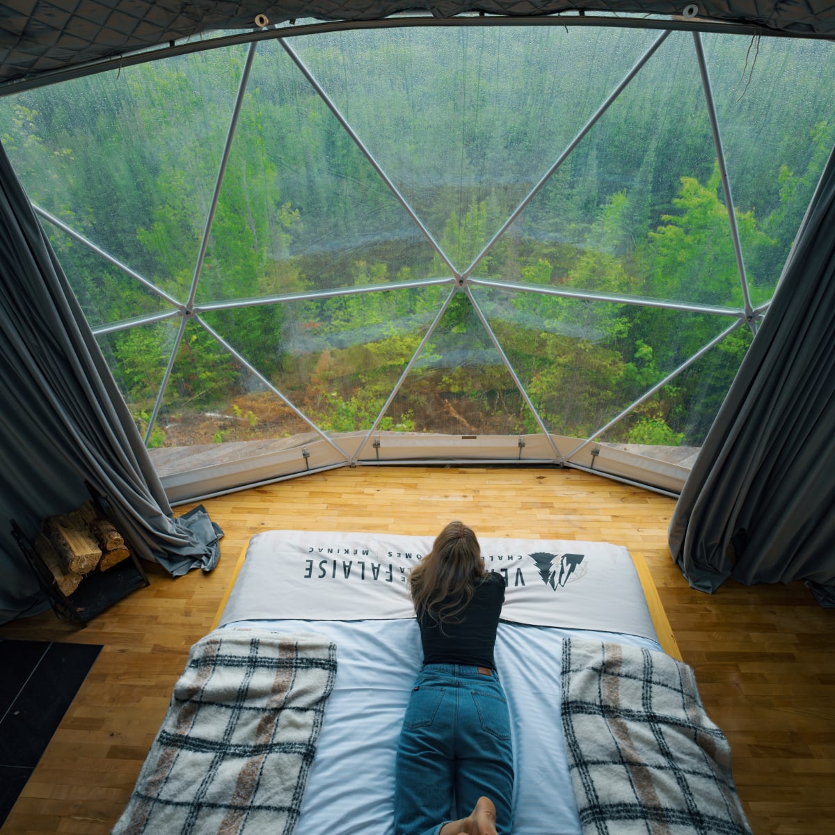 Girl on a bed in a dome