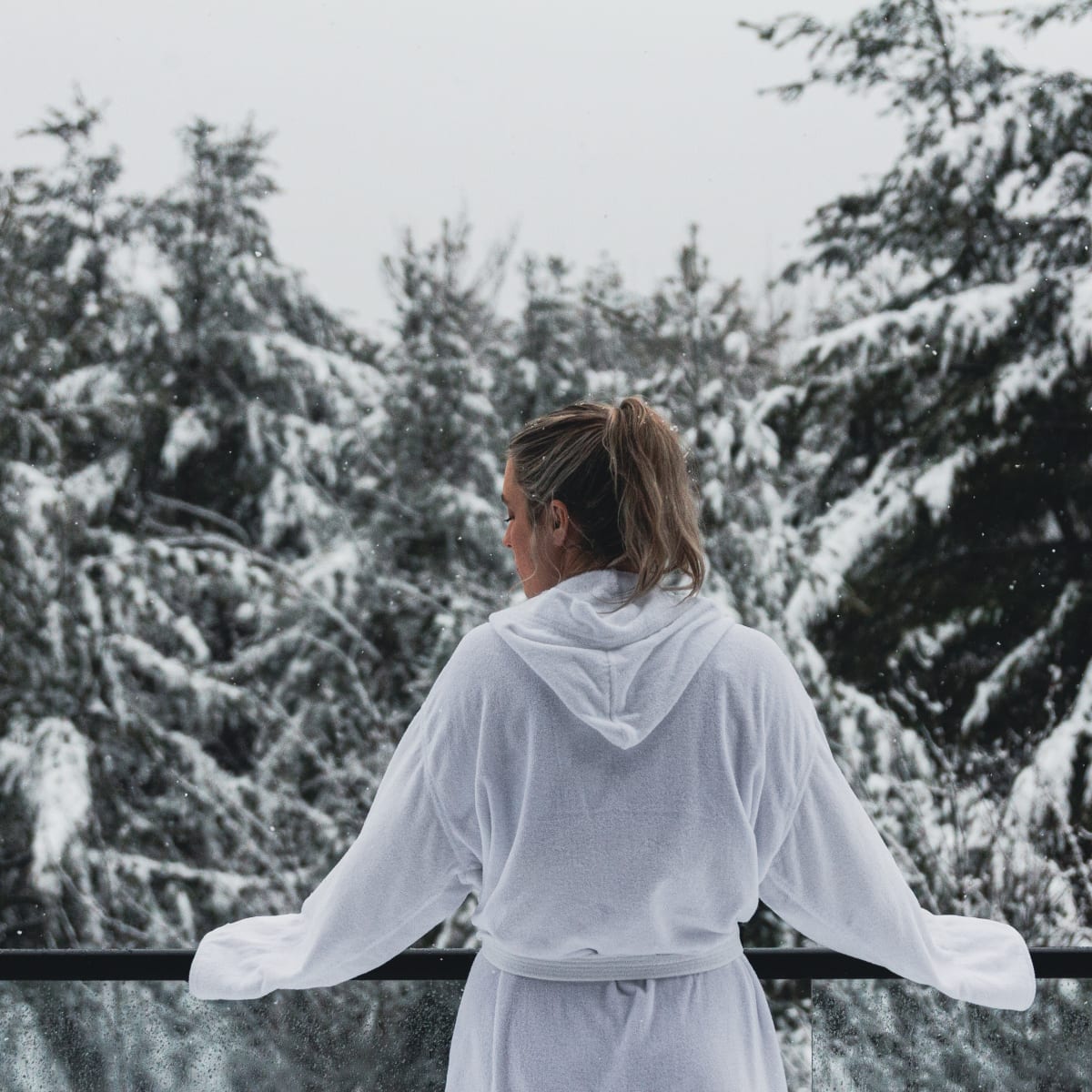 A girl admiring a winter landscape