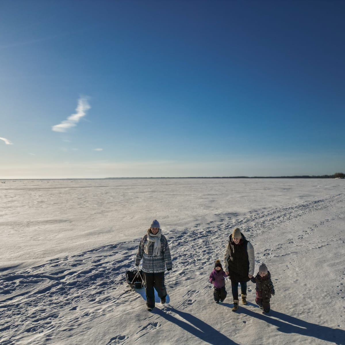 A family in the snow