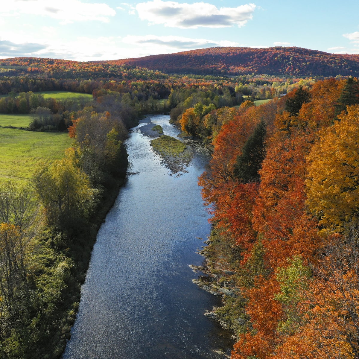 Quoi faire cet automne au Centre-du-Québec - Vue aérienne, rivière Nicolet