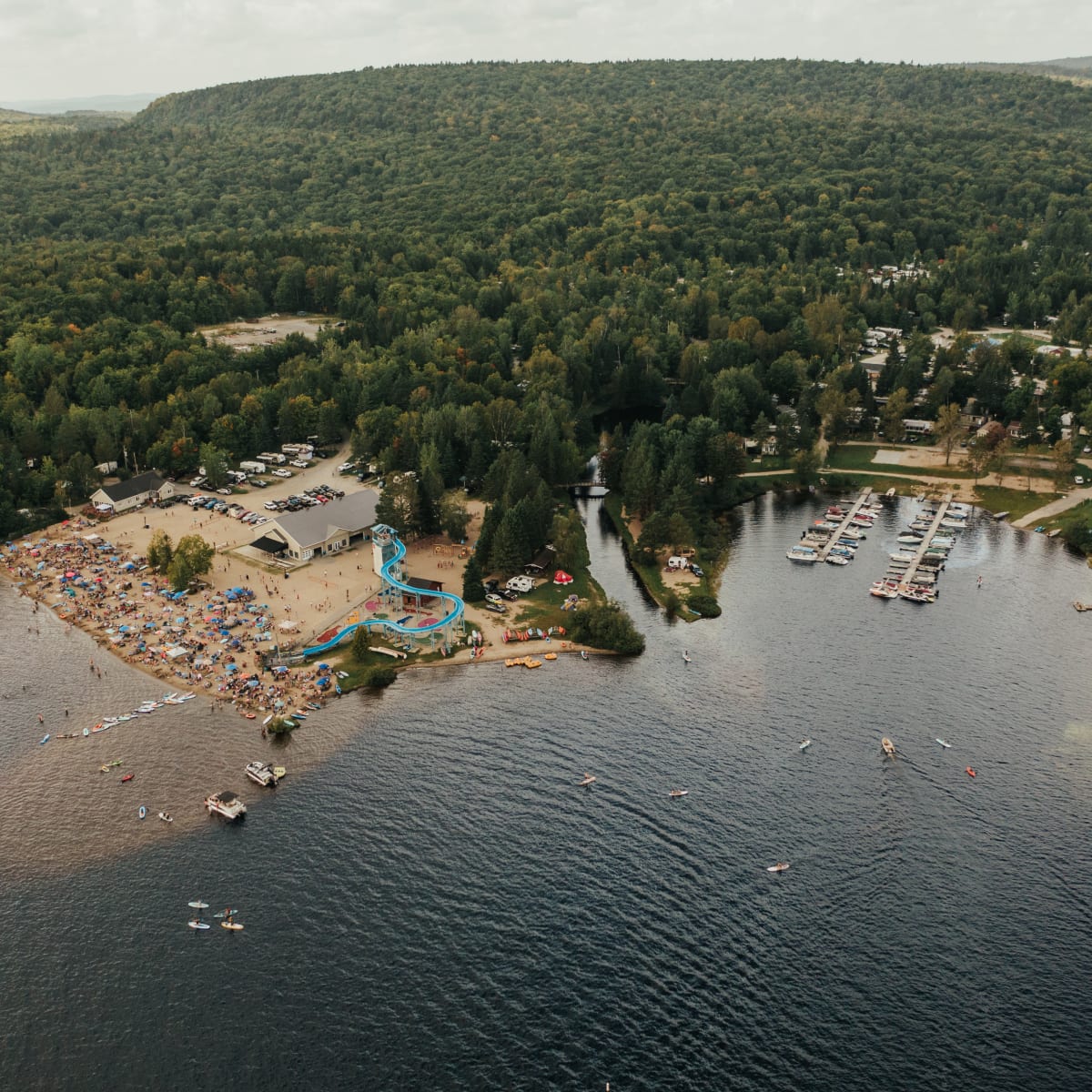 Portneuf: a destination for nature, culture and great food - Aerial view, Camping du Lac Blanc in Saint-Ubalde