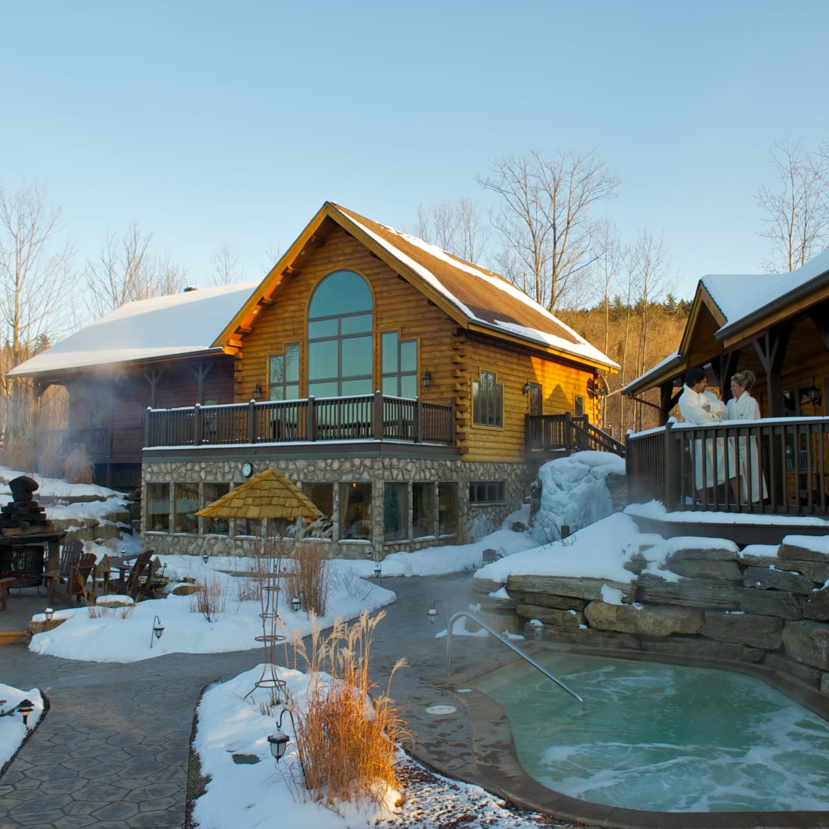 Spa en hiver dans Lanaudière.