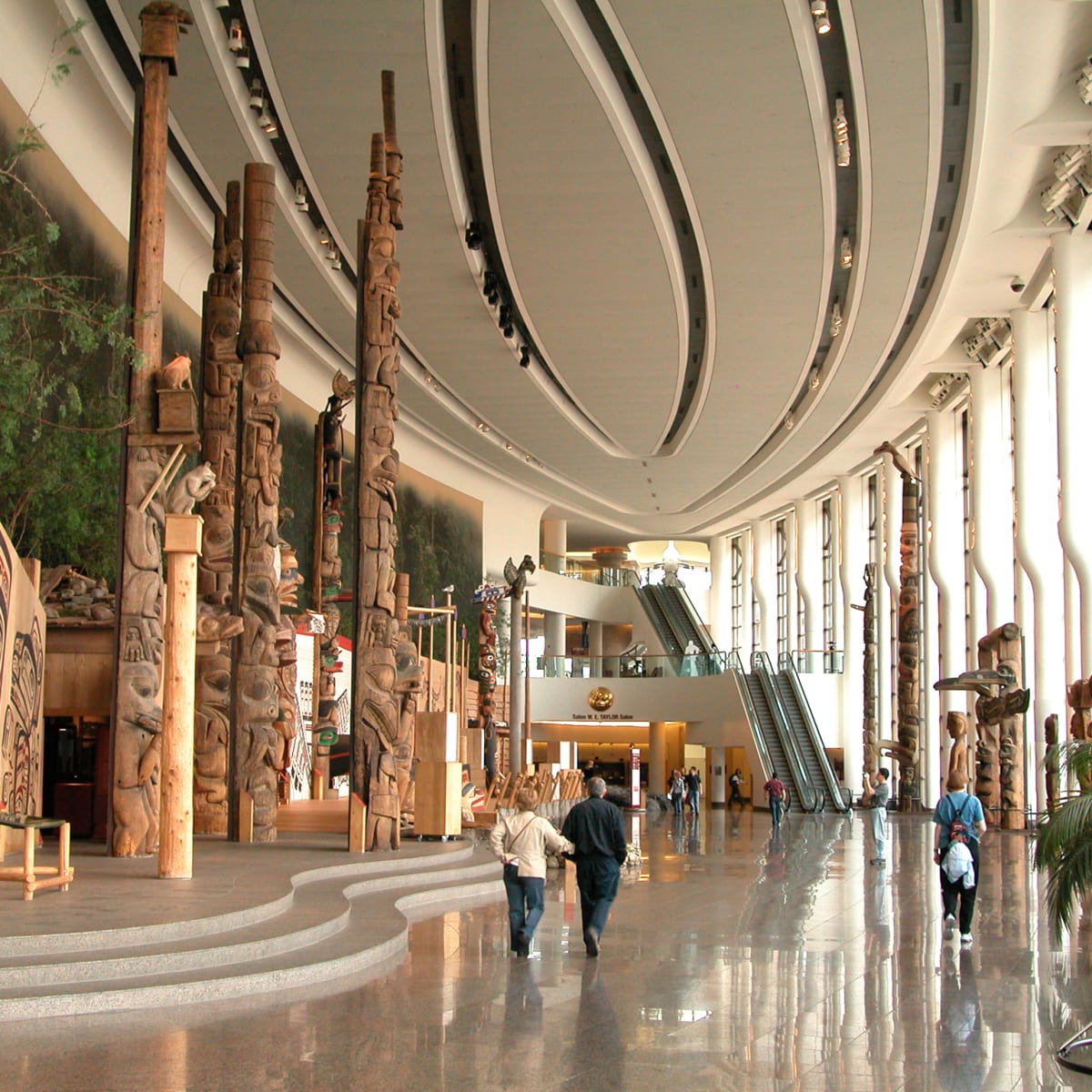 Gallery of totem poles at the Canadian Museum of History.