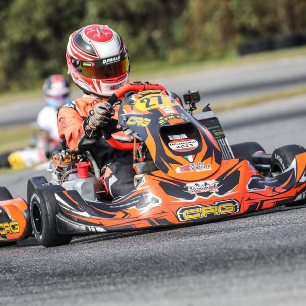 A kart and its driver during a race.