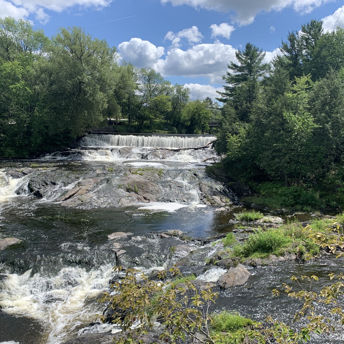 Waterfall in the spring in Quebec.