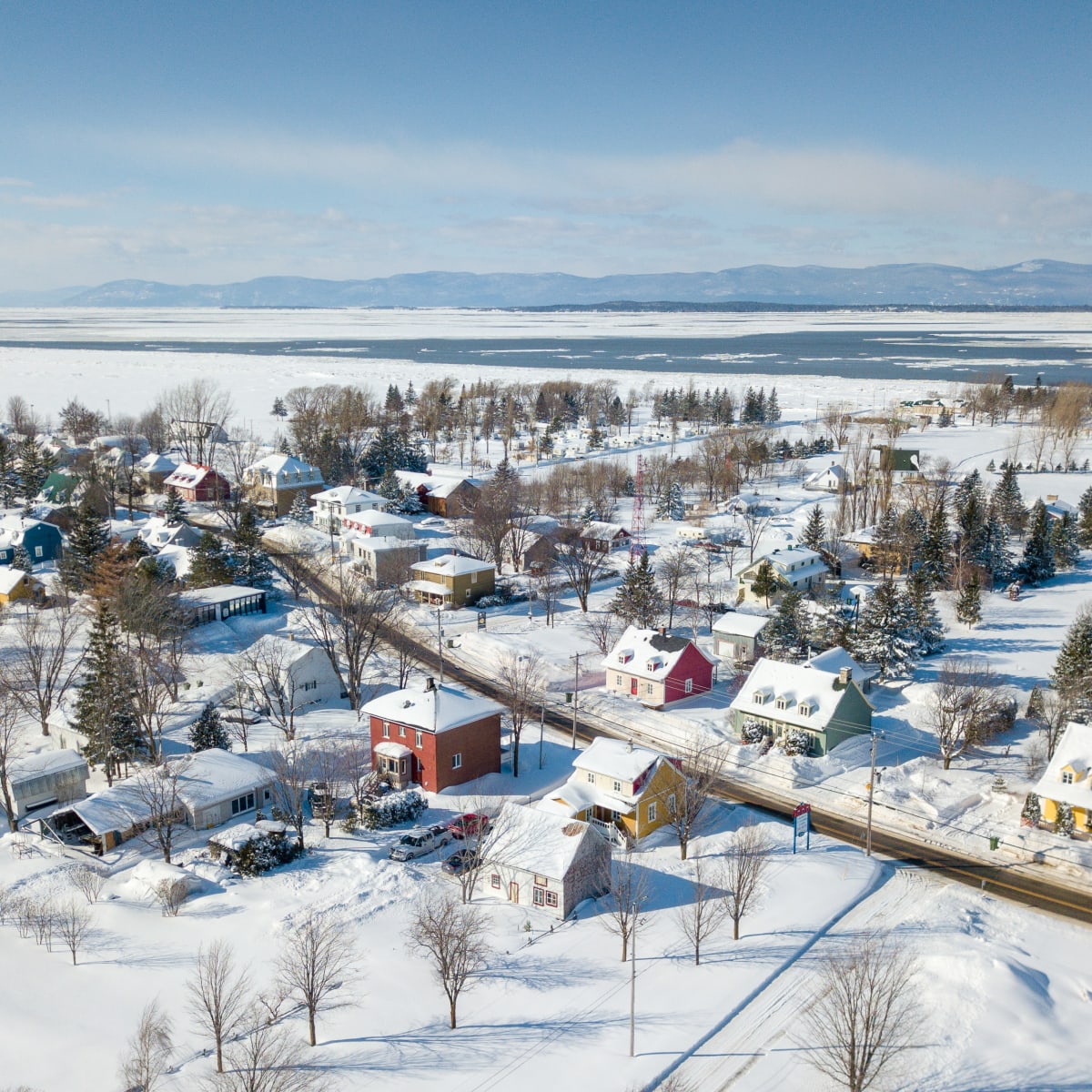 Vue aérienne de la région de L’Islet en hiver