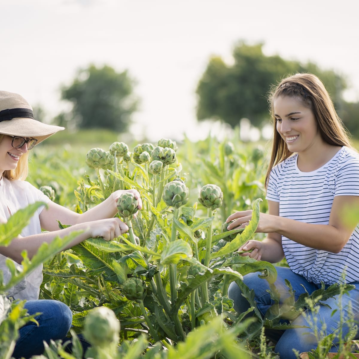 2 women in a field