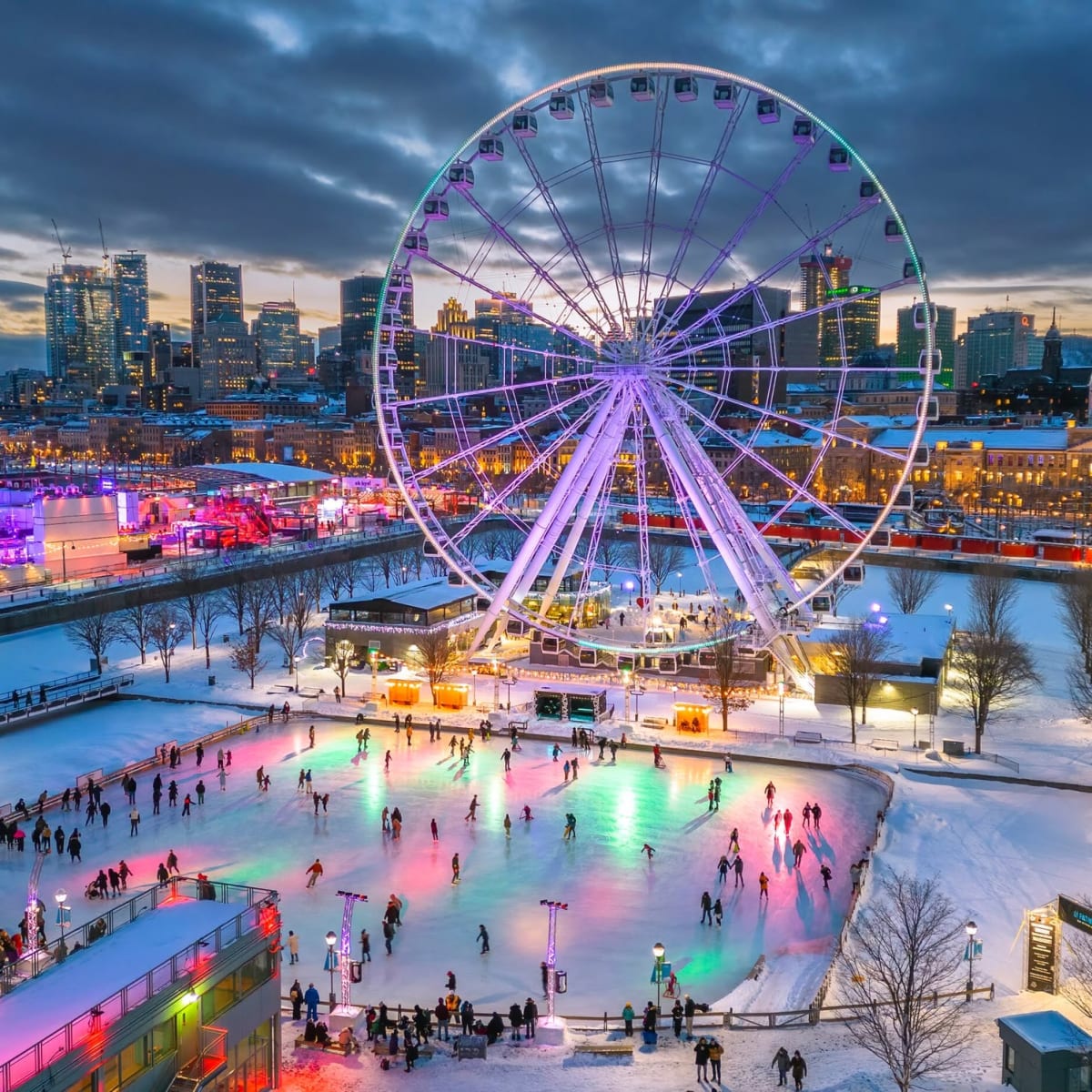 Patinoire et grande roue dans le Vieux-Port de Montréal