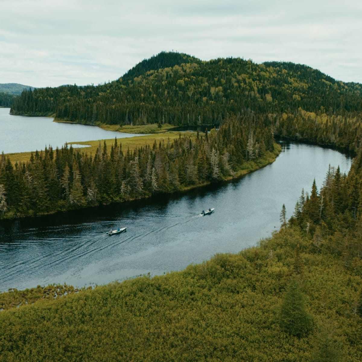 Vue aérienne de la Réserve faunique des Laurentides.
