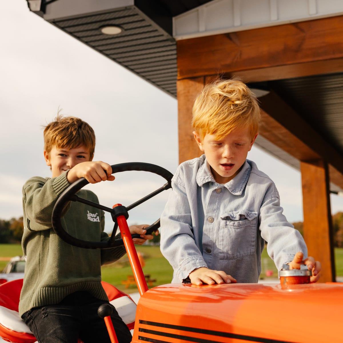 Kids on a tractor
