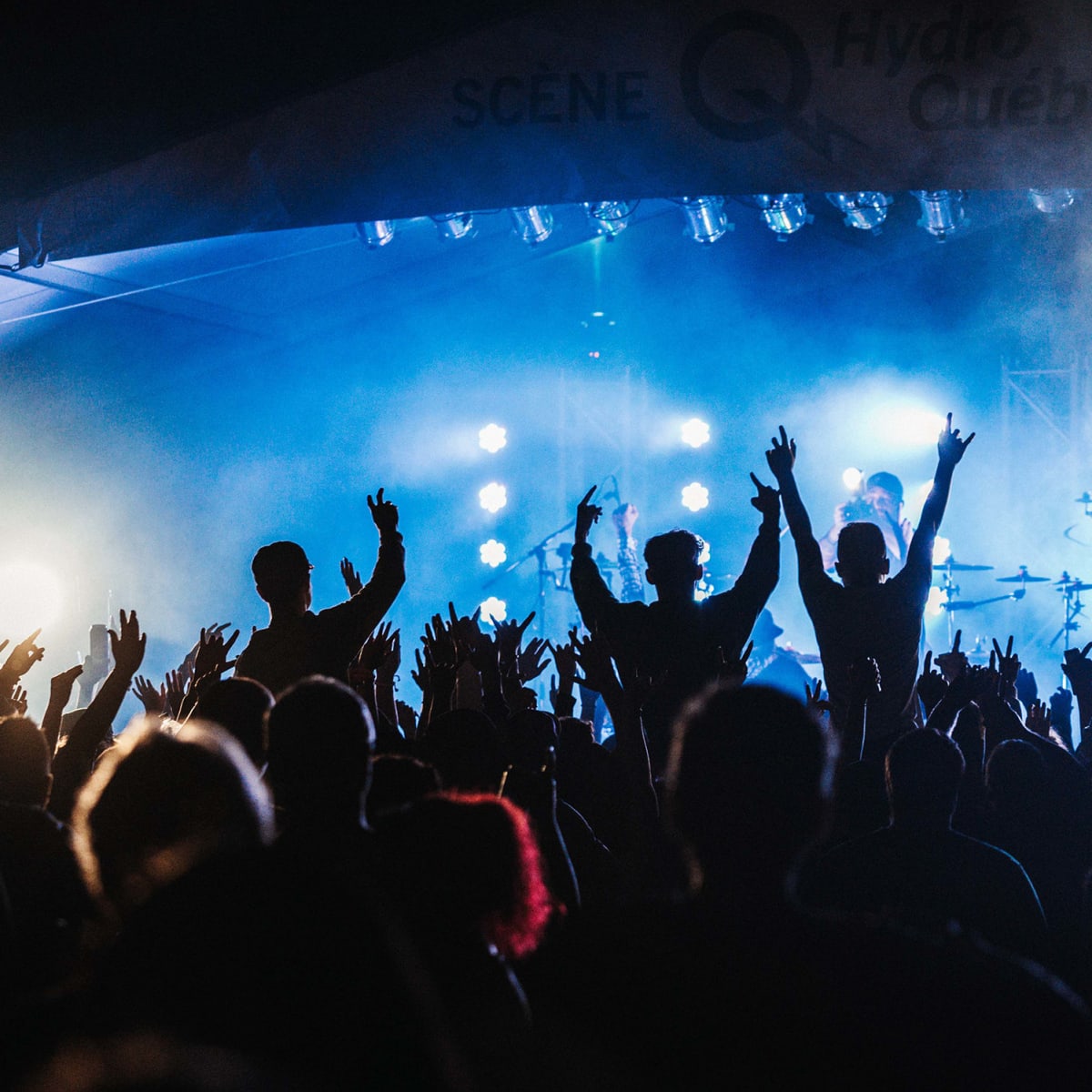 An energetic crowd at a music concert.