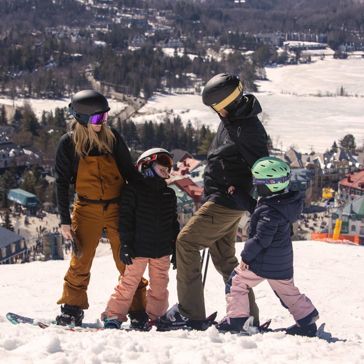 Family alpine skiing.
