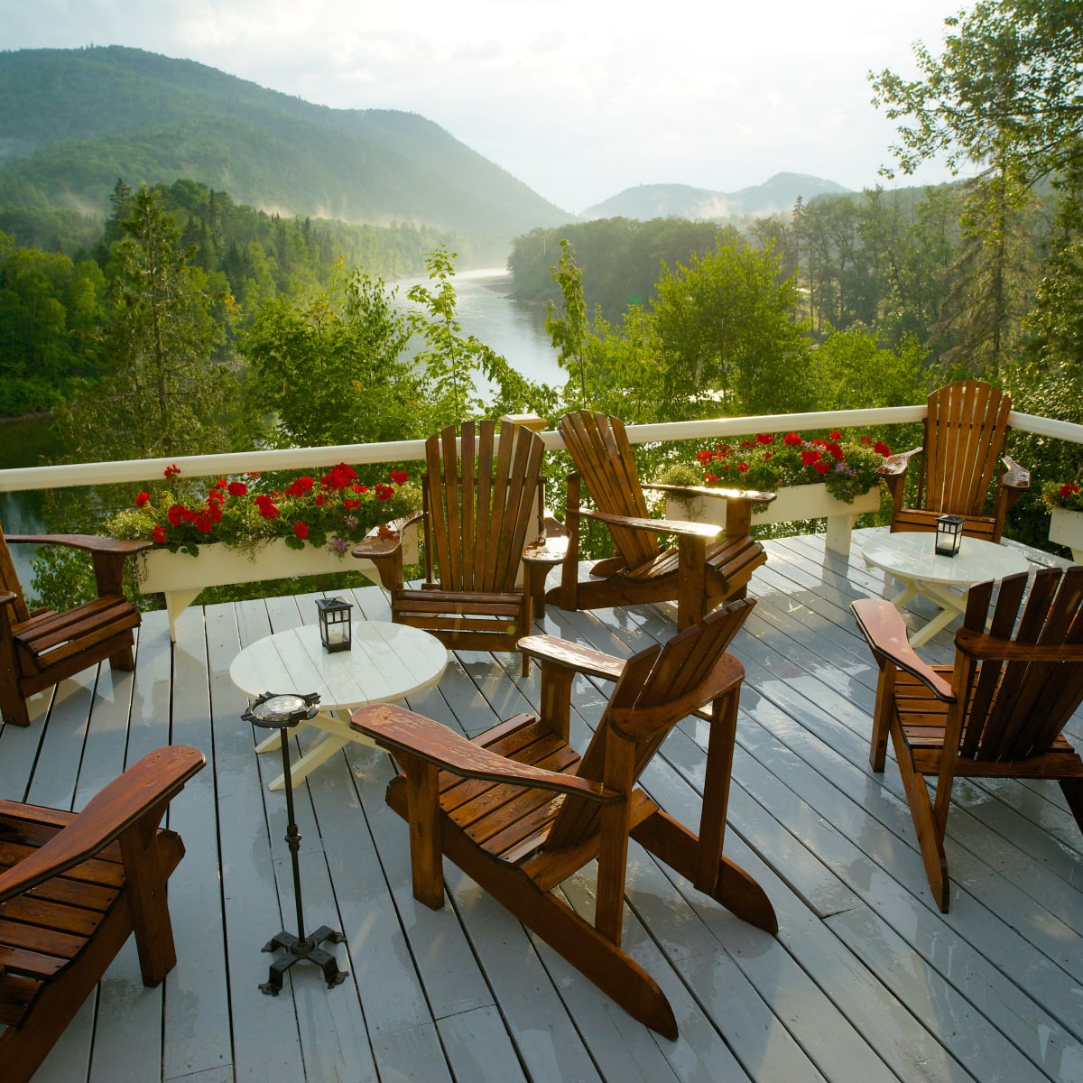 Chairs on a patio in Gaspésie.