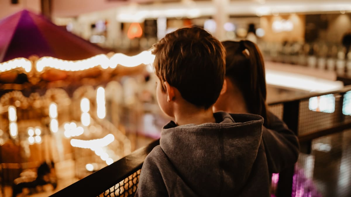 Brother and sister at Méga Parc.