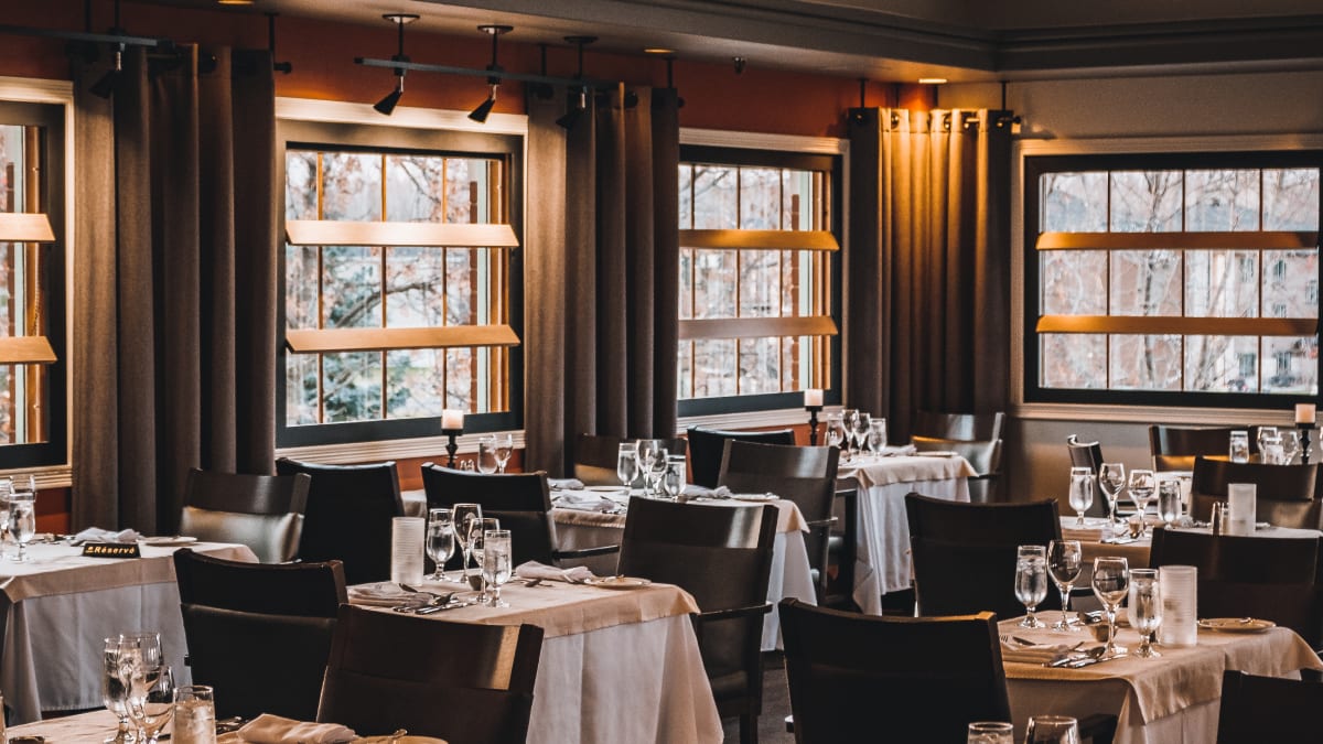 The dining room of the Auberge Godefroy restaurant