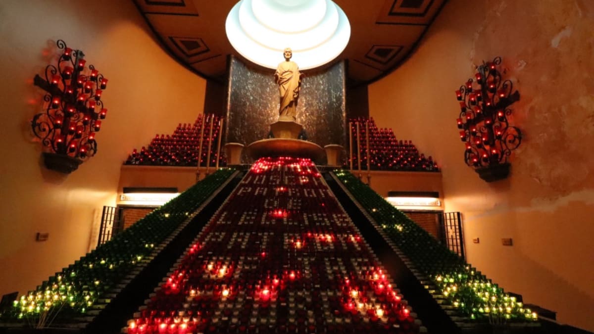 A wall of votive candles at Saint Joseph's Oratory.