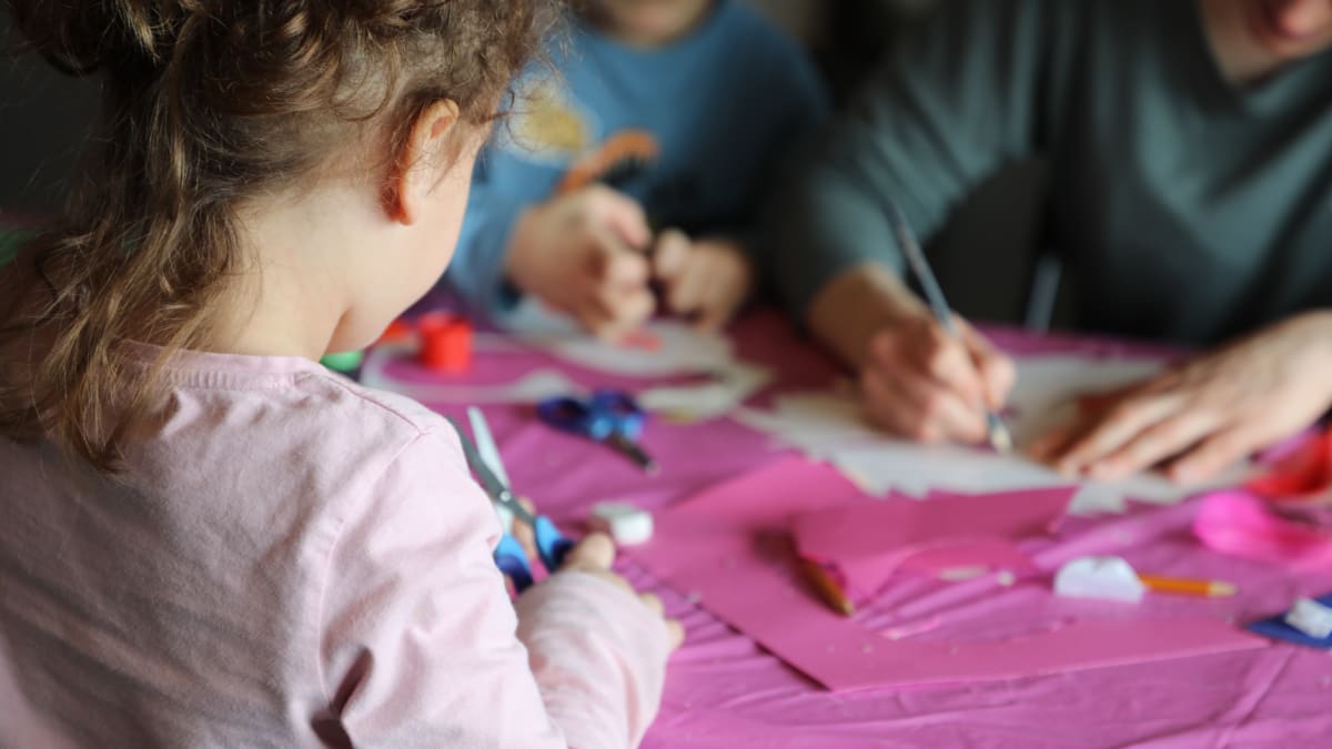 Young girl participating in an art workshop