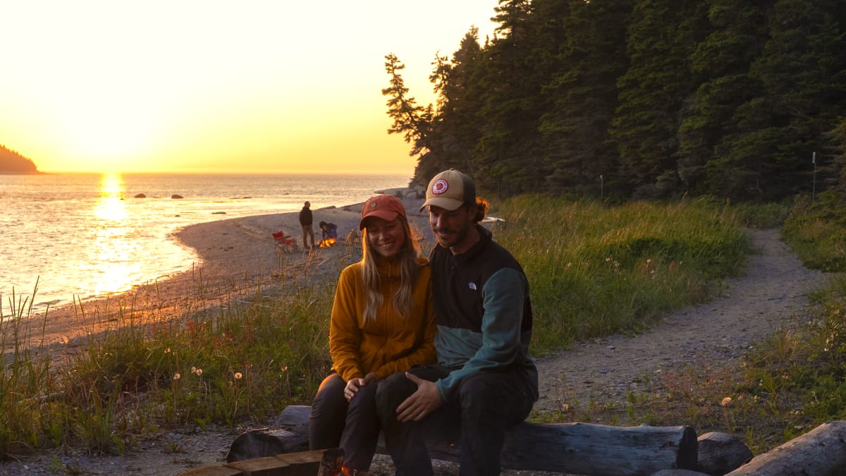 Couple camping at Longue Pointe de Mingan.