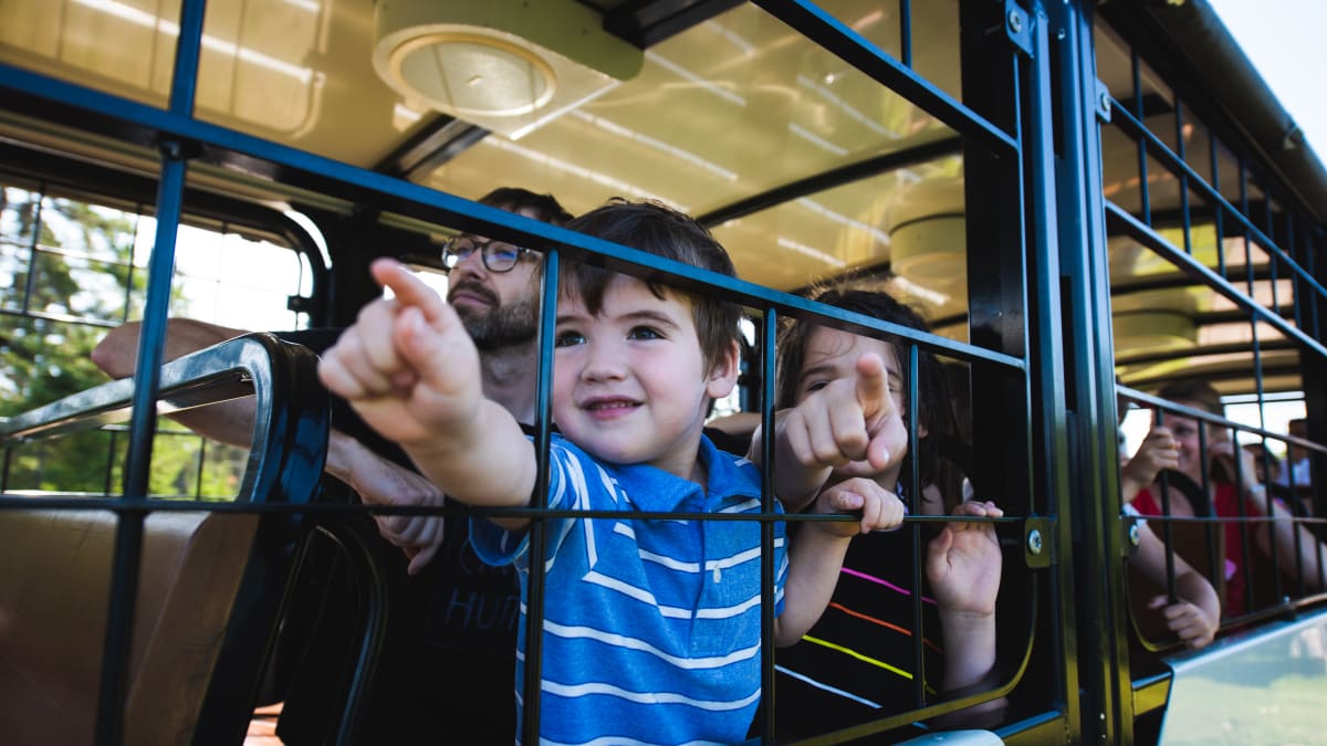 Kids on a train.