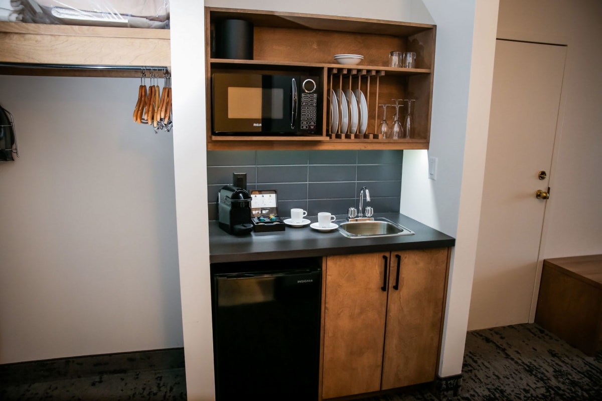 Kitchenette in a bedroom.