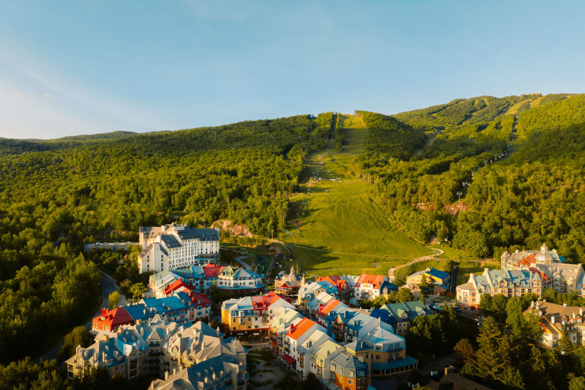 Mont Tremblant behind the pedestrian village.