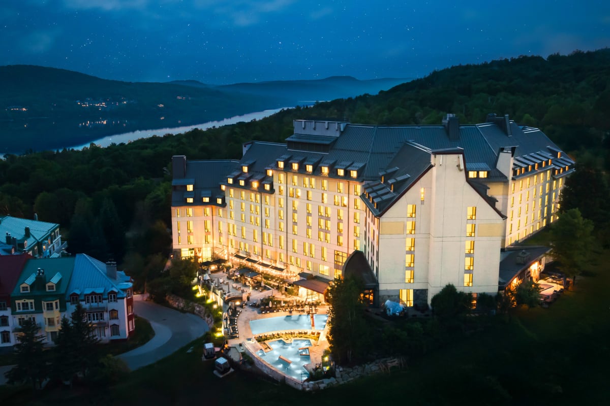 Fairmont Tremblant at night.