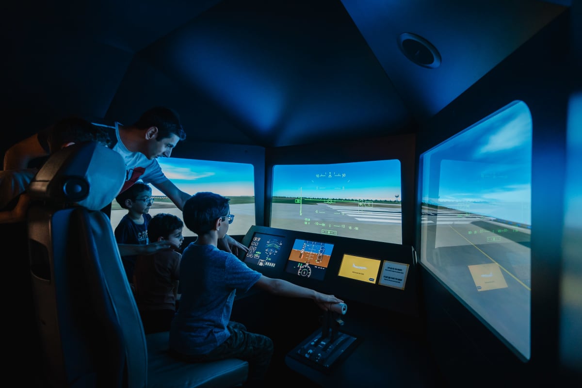 Simulateur de vol au Musée Bombardier.