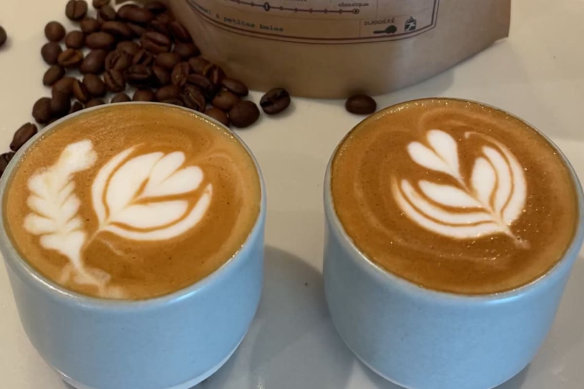 Deux cafés lattés chez Ratatouille.