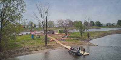 Vue aérienne du quai de la Base nautique de Repentigny.