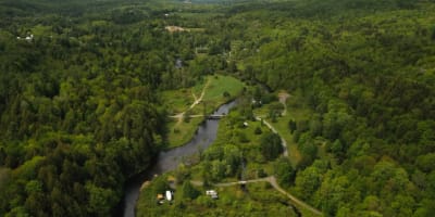 Vue aérienne du Camping Havre des Îles.
