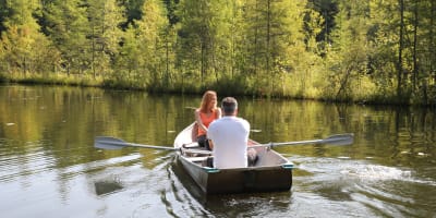 A couple in a canoe