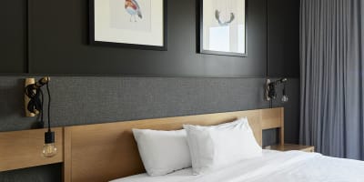 Tête de lit dans une chambre de l'Espace 4 Saisons.