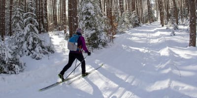 Une personne participant au Marathon Canadien de Ski.