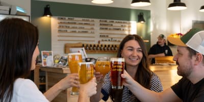 A beer toast with friends.