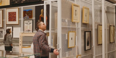 MA, Rouyn-Noranda Art Museum - An individual looking at artworks