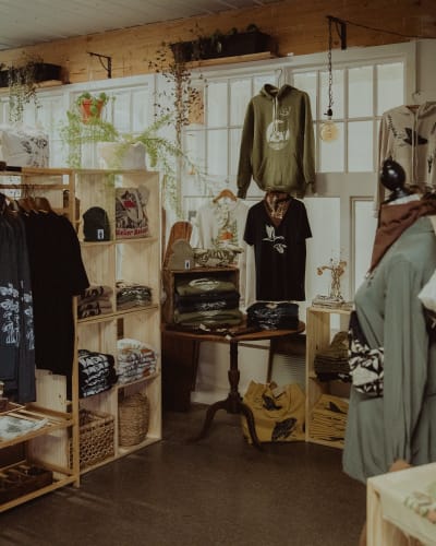 Inside the store.