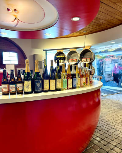 Cider counter and display. 