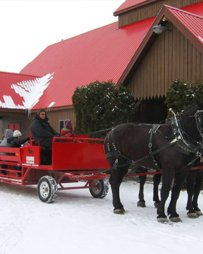 Carrioles à l'Érablière Au Toit Rouge.
