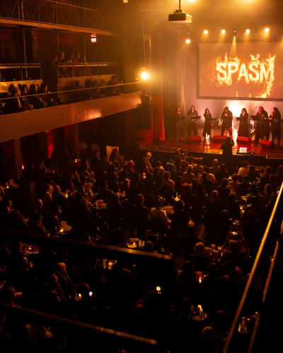 SPASM Festival -  Dark venue filled with spectators.