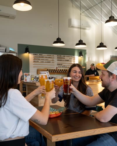 A beer toast with friends.