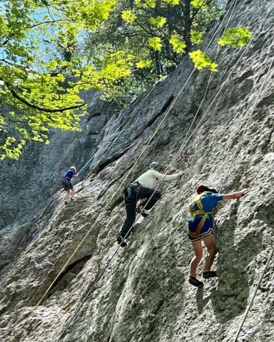 Rock climbing.